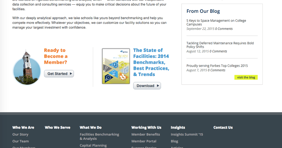 Offer on homepage for content